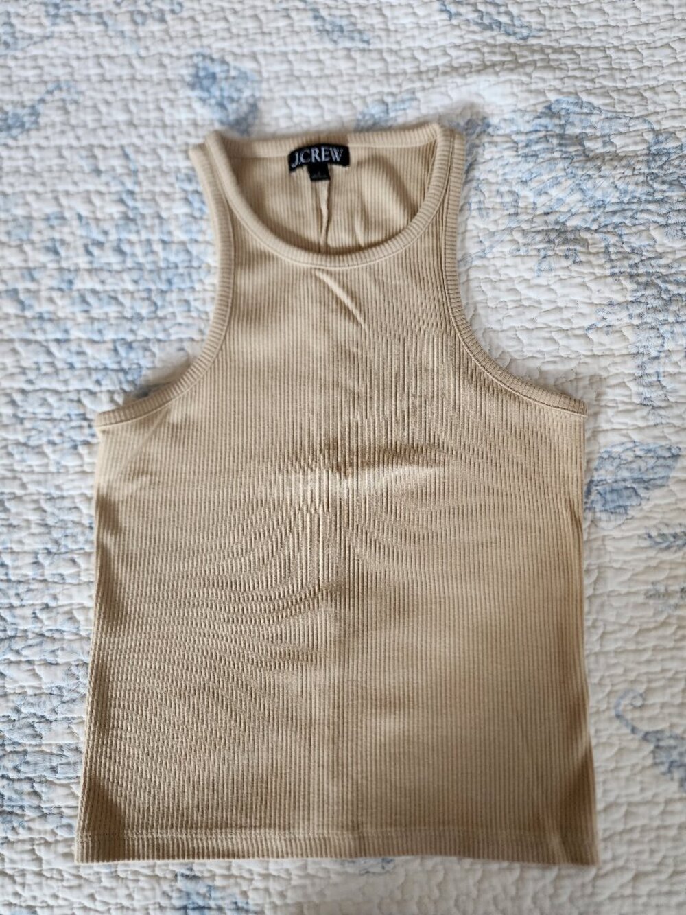 J.CREW Ribbed High Neck Sleeveless Tank Top Beige Tan Women's Size Small S